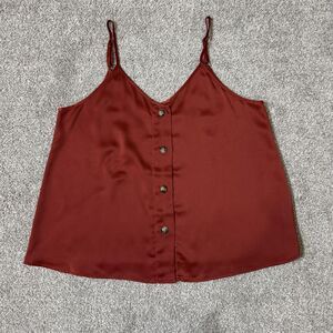 Thanth Cami Shirt Womens Extra Large Rust Red Button Front Tank Top